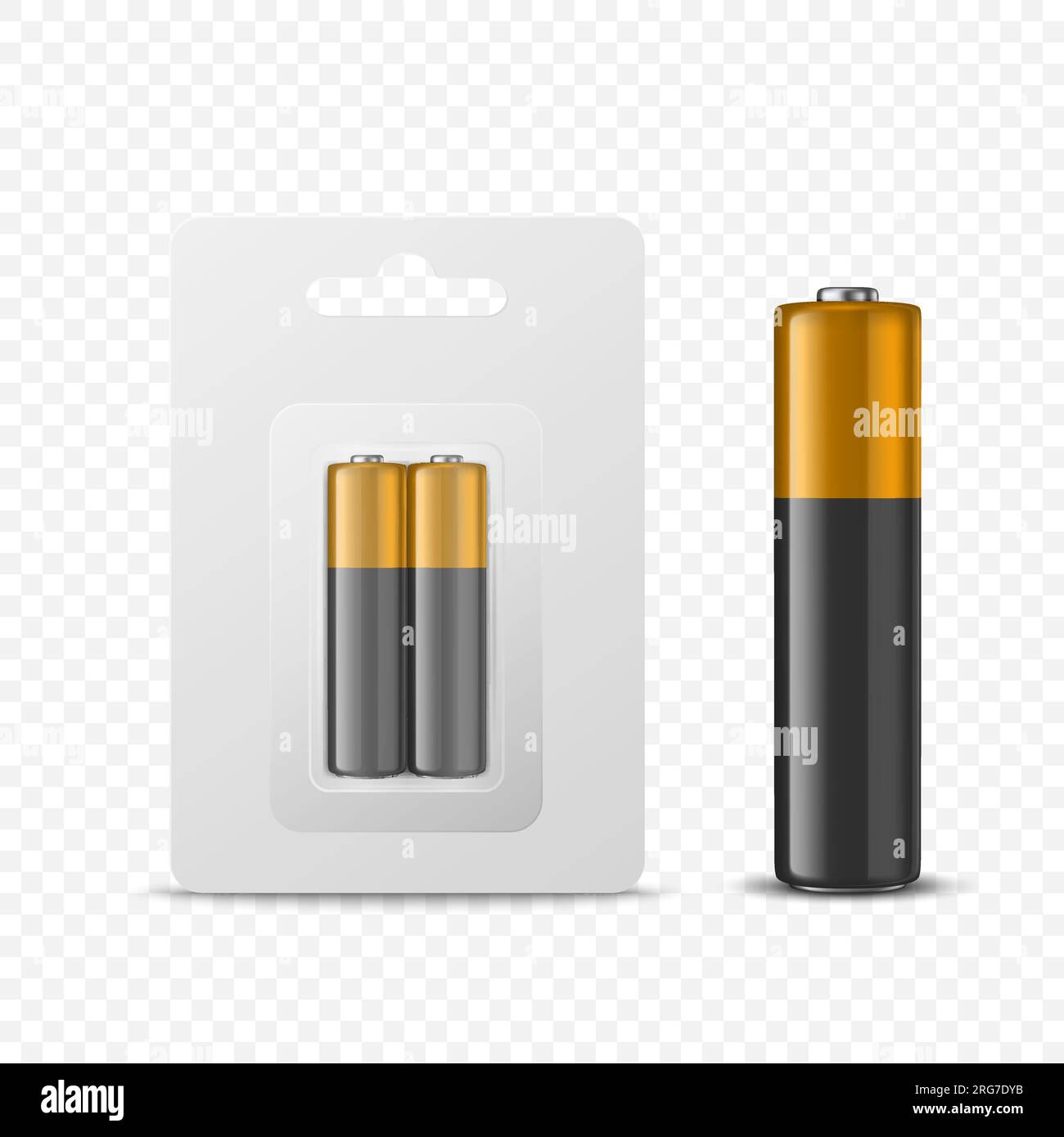 Vector 3d Realistic Two Alkaline Battery in Paper Blister and Battery
