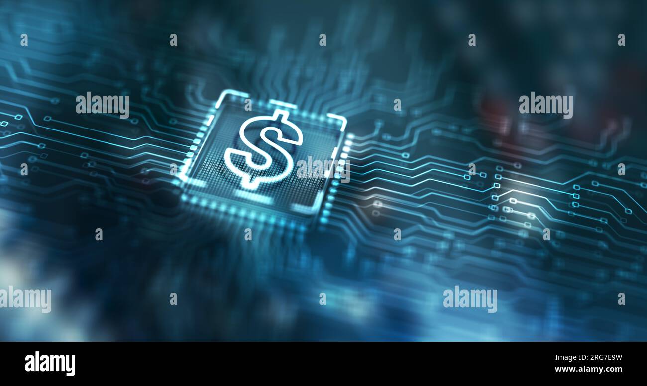 Fintech financial technology digital money internet banking concept. Stock Photo