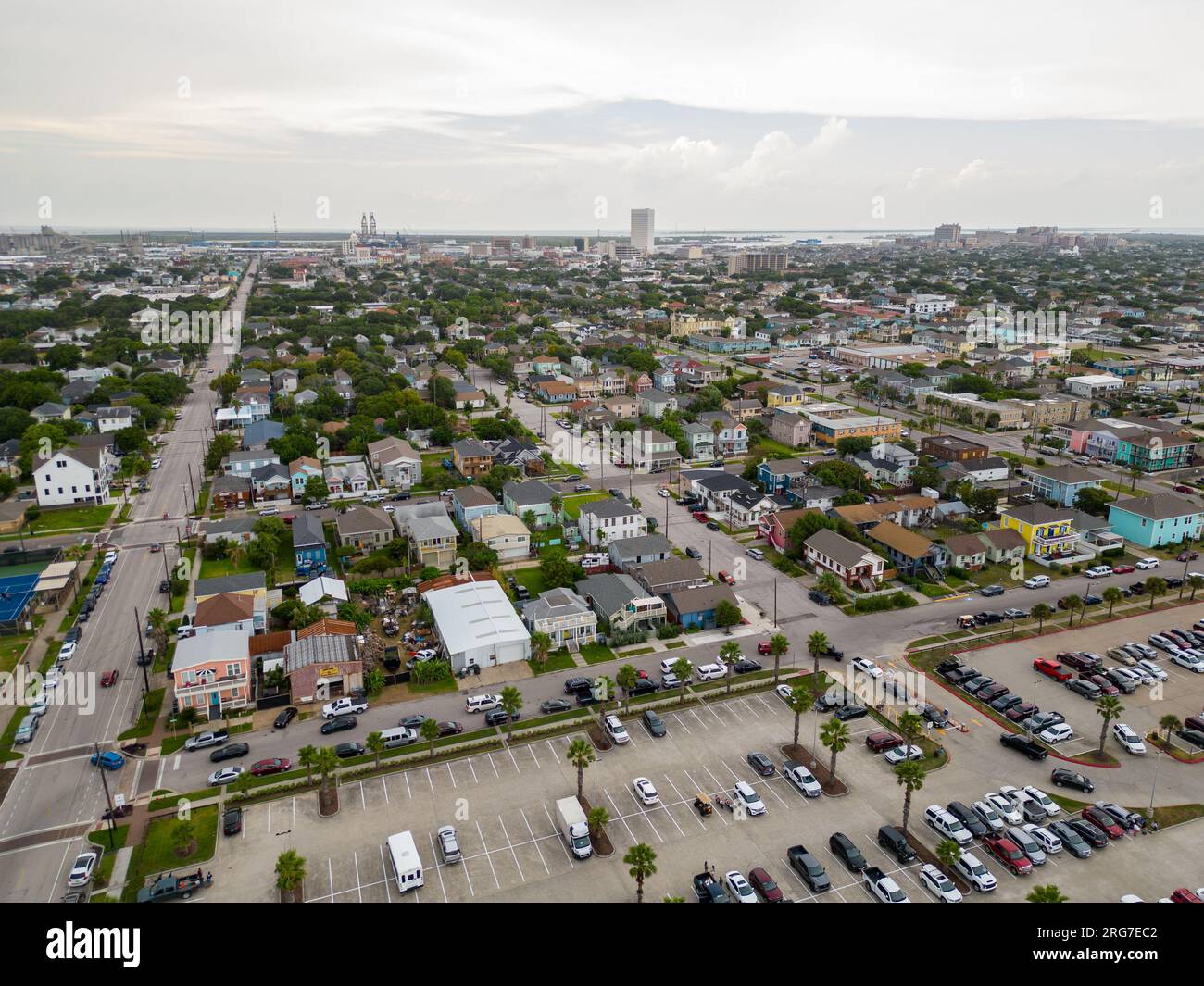 Aerial photo residential homes in galveston beach texas stock photo alamy