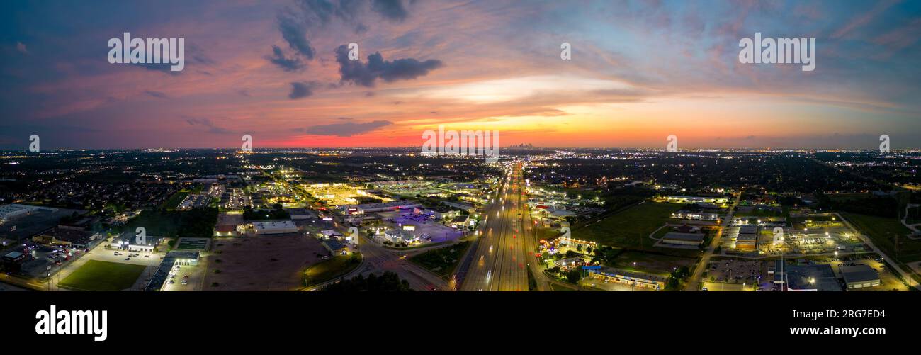 Aerial panorama Houston Texas from very far Stock Photo Alamy