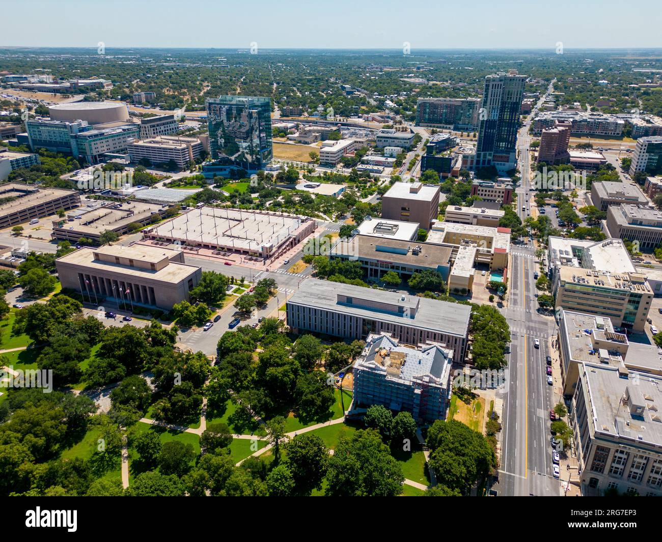 Aerial photo office and government buildings Downtown Austin Texas ...