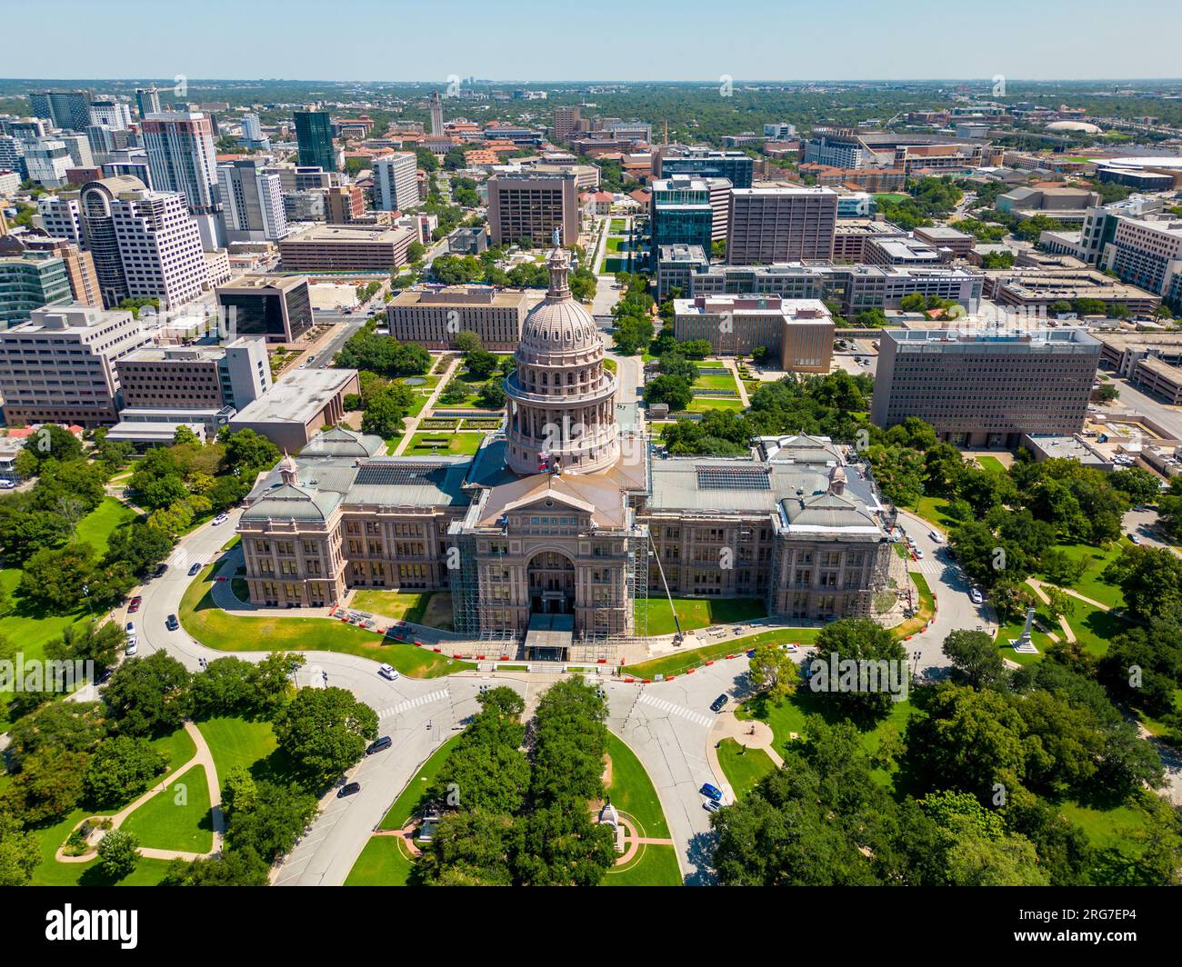 Aerial drone photo Texas State Capitol Building Stock Photo