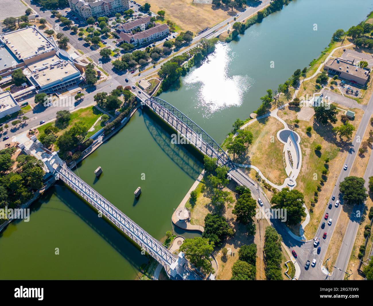 Aerial photo Brazos River Waco Texas Stock Photo - Alamy