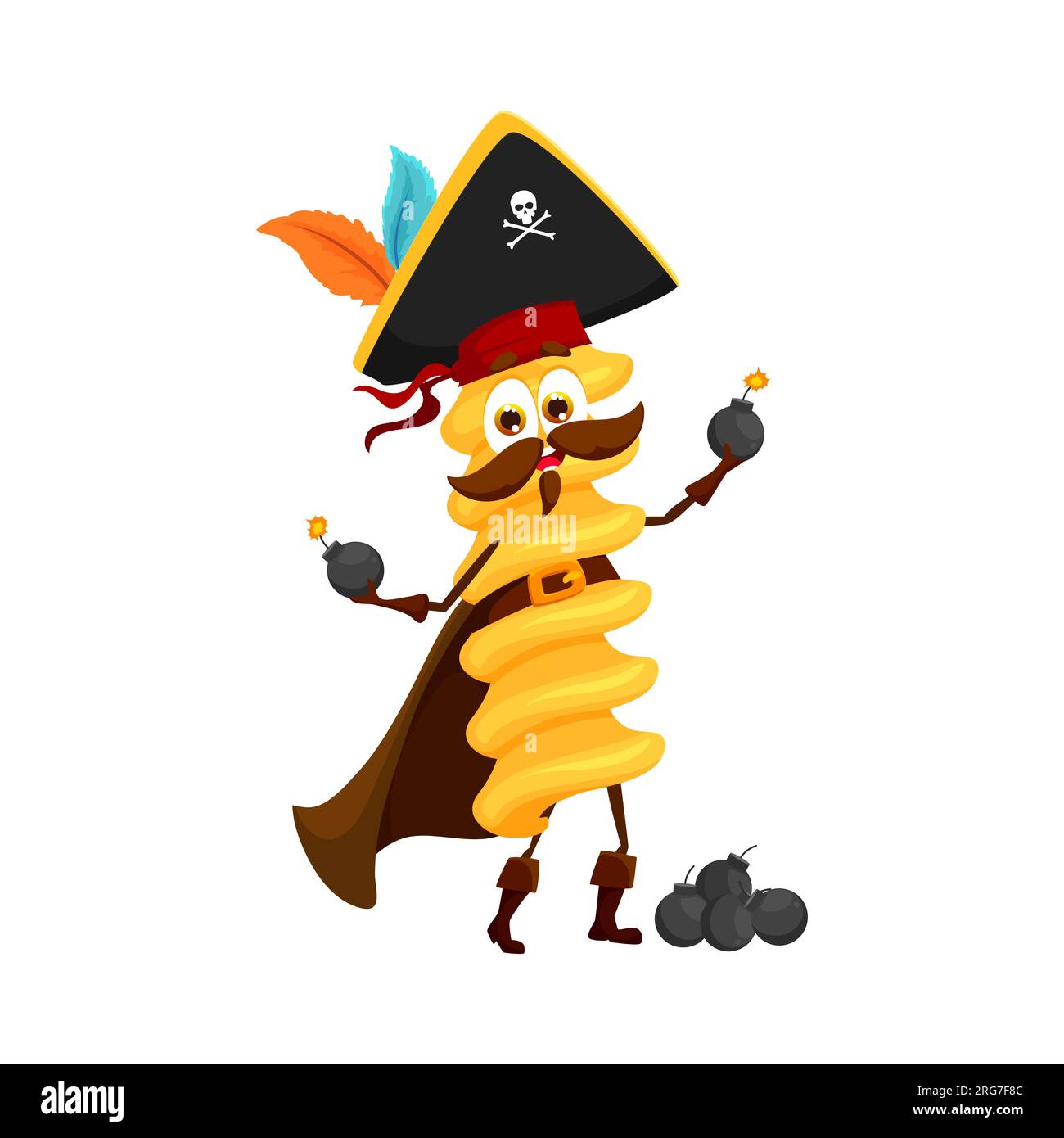 Cartoon italian pasta pirate character, sabre, gun 29693913 Vector Art at  Vecteezy