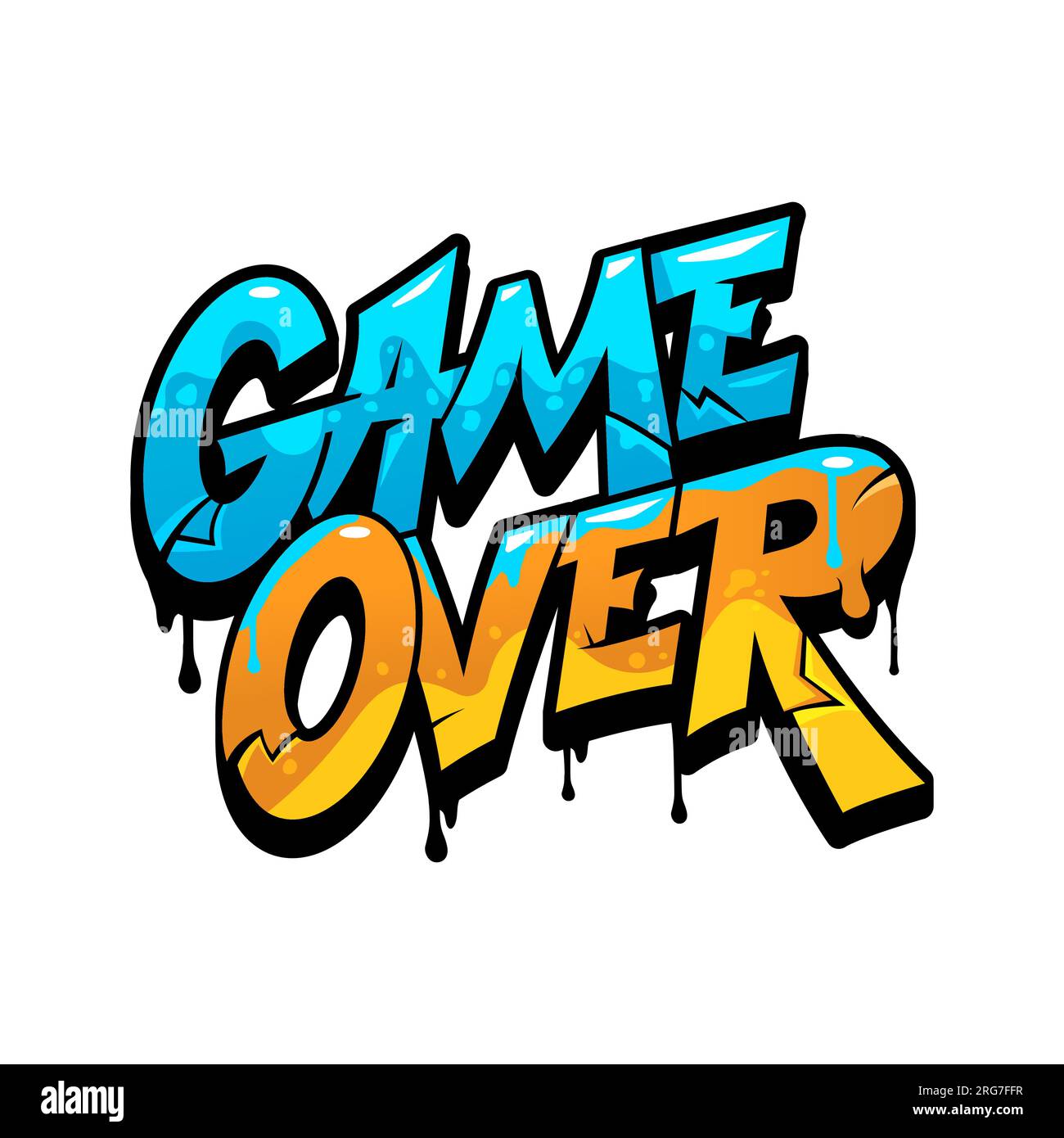 Game over graffiti street art, urban style or color paint and airbrush
