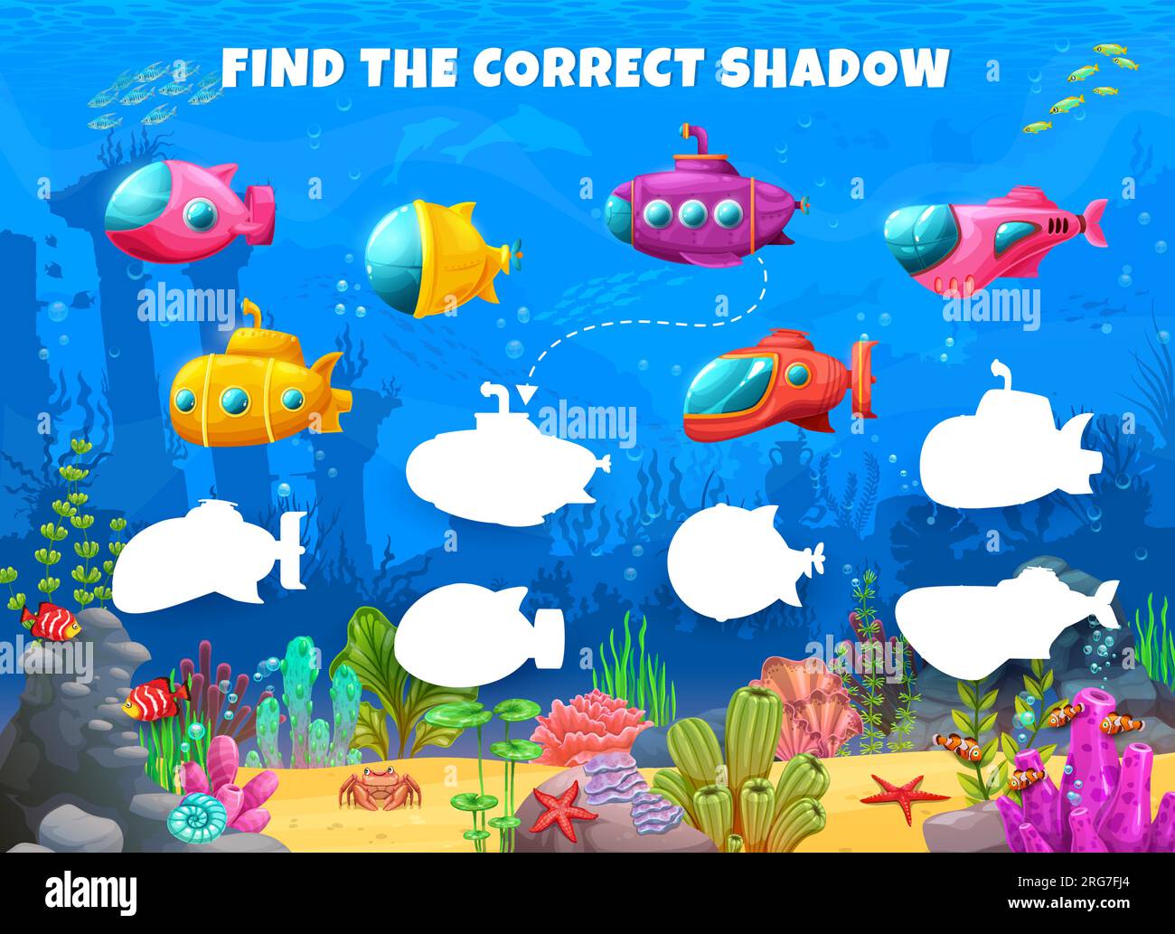 Find the correct shadow of submarine or bathyscaphe, underwater
