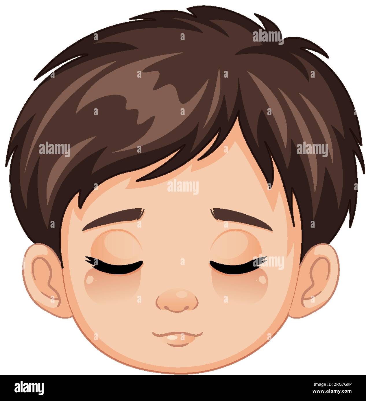 A vector illustration of a cartoon boy closing his eyes and relaxing
