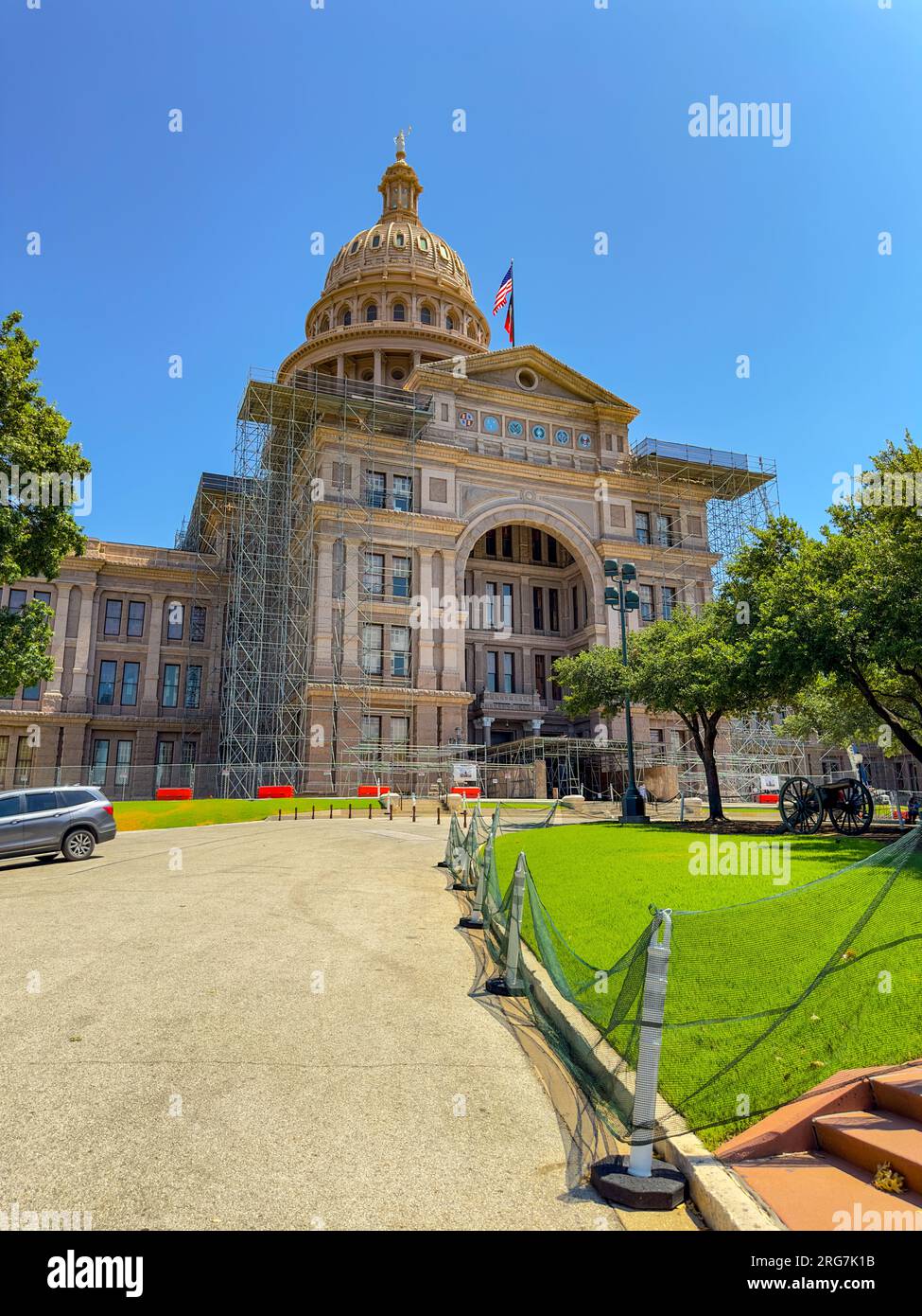 Photo of the Texas State Capitol Building Downtown Austin under repair and renovation circa 2023 Stock Photo