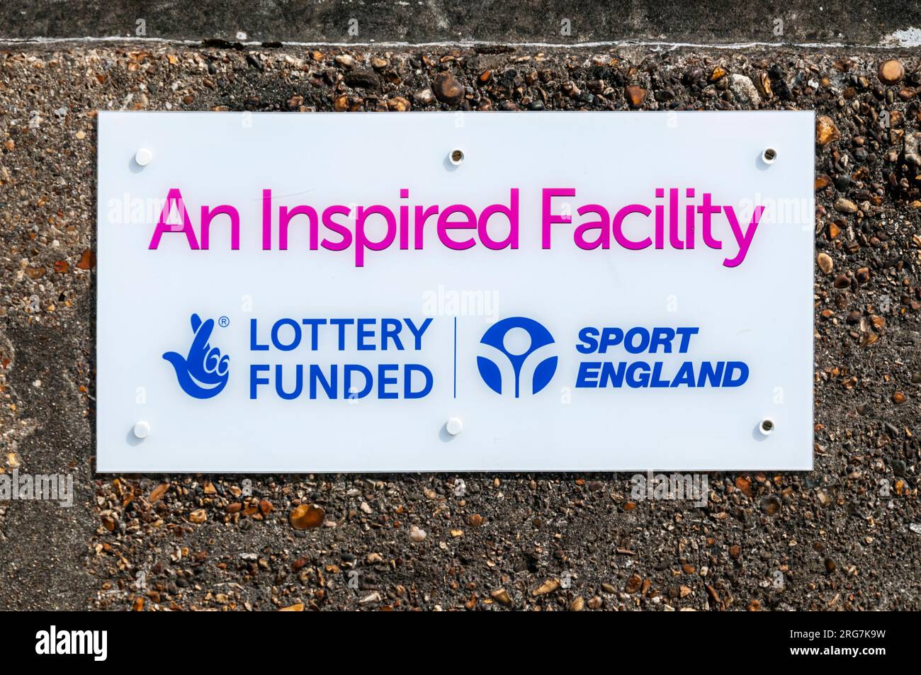 A combined National Lottery and Sport England gratitude plaque in Hammersmith. Stock Photo