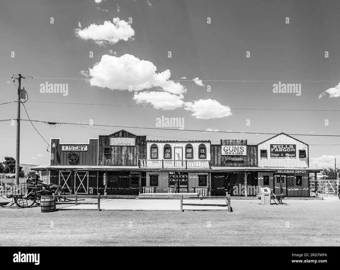 Seligman, USA - July 8, 2008: The Historic Seligman depot on historic Route 66 in Seligman, AZ, USA. Built in 1904, today, Seligmans depot is the best Stock Photo