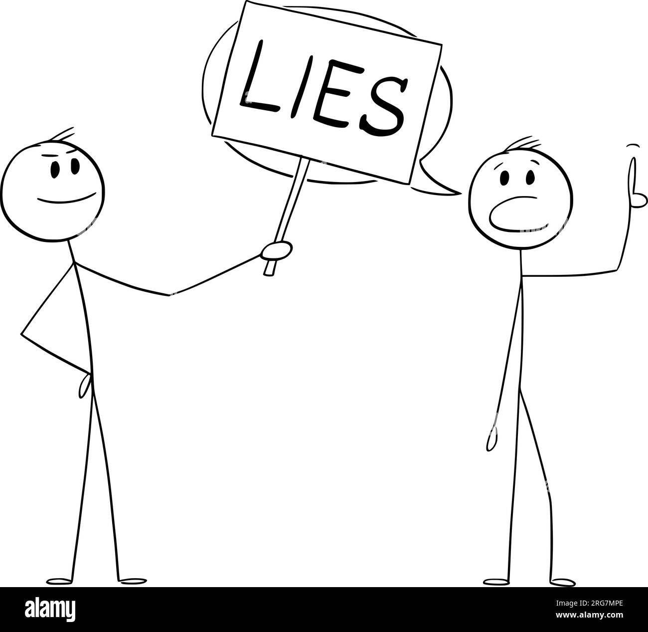 Telling Lies, Vector Cartoon Stick Figure Illustration Stock Vector
