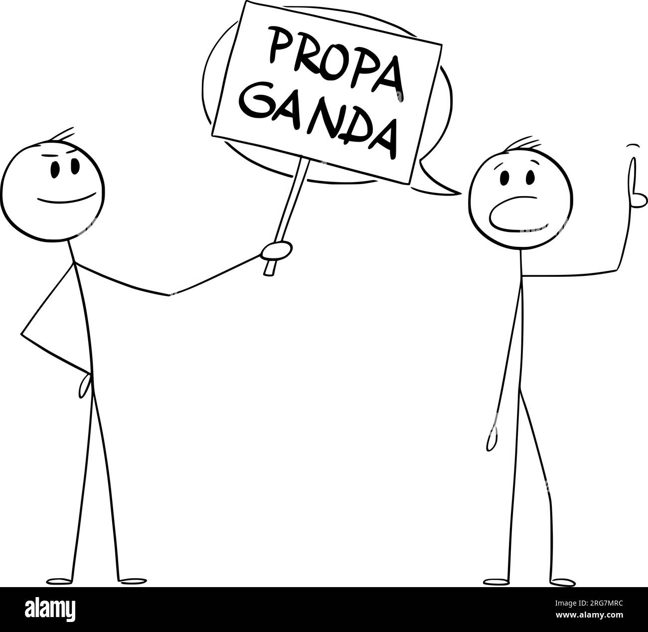 Person Spreading Propaganda, Vector Cartoon Stick Figure Illustration Stock Vector
