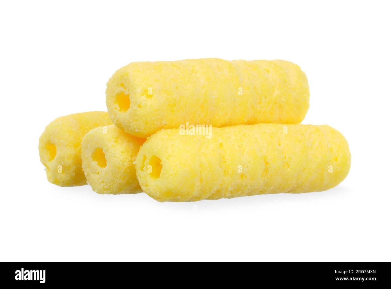 Hole corn snack isolated on white background. snack clipping path. Stock Photo