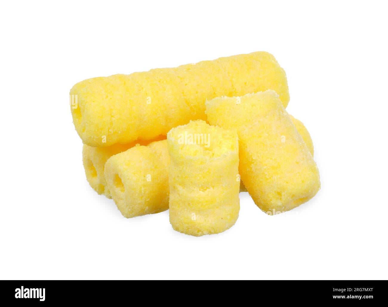 Hole corn snack isolated on white background. snack clipping path. Stock Photo
