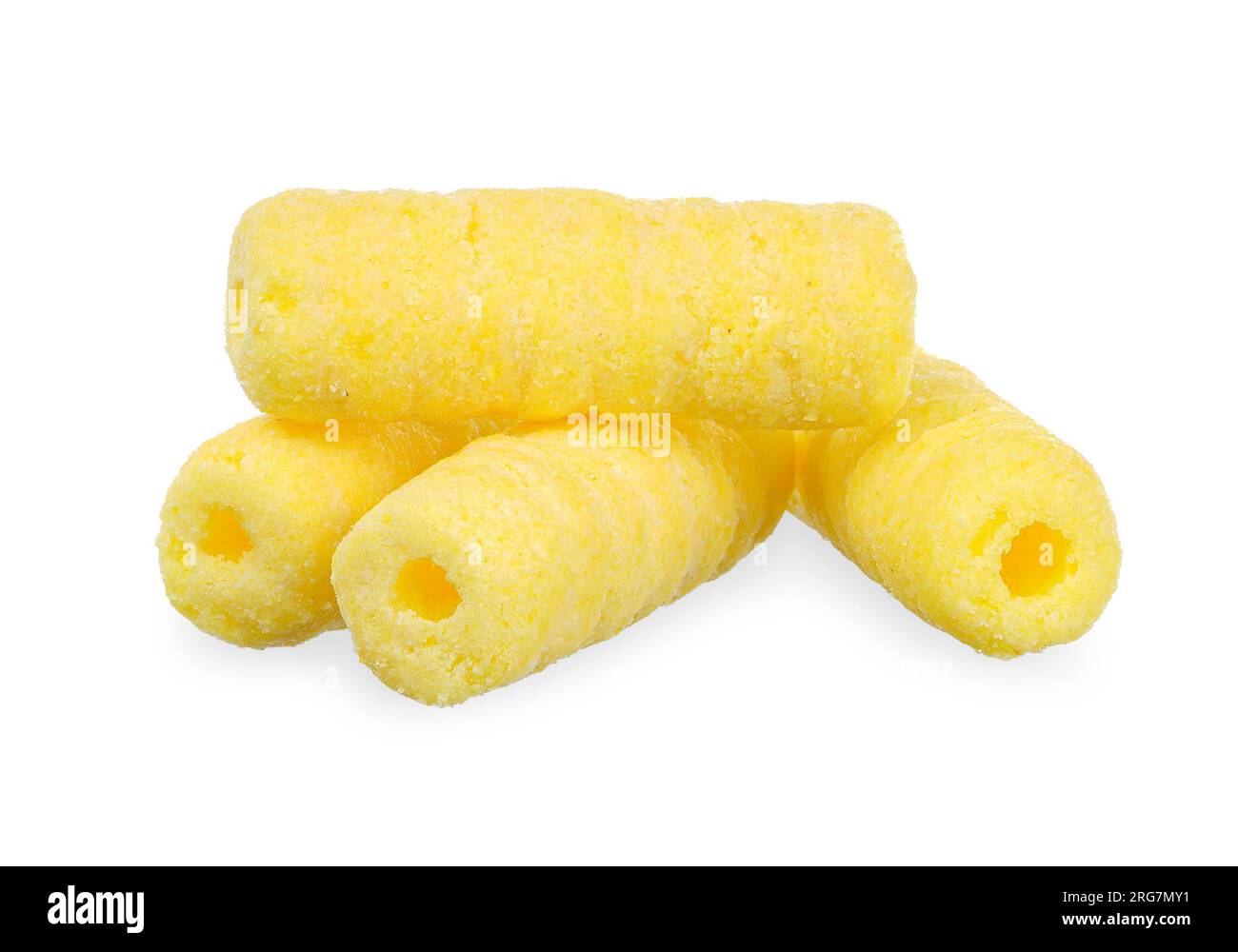 Hole corn snack isolated on white background. snack clipping path. Stock Photo