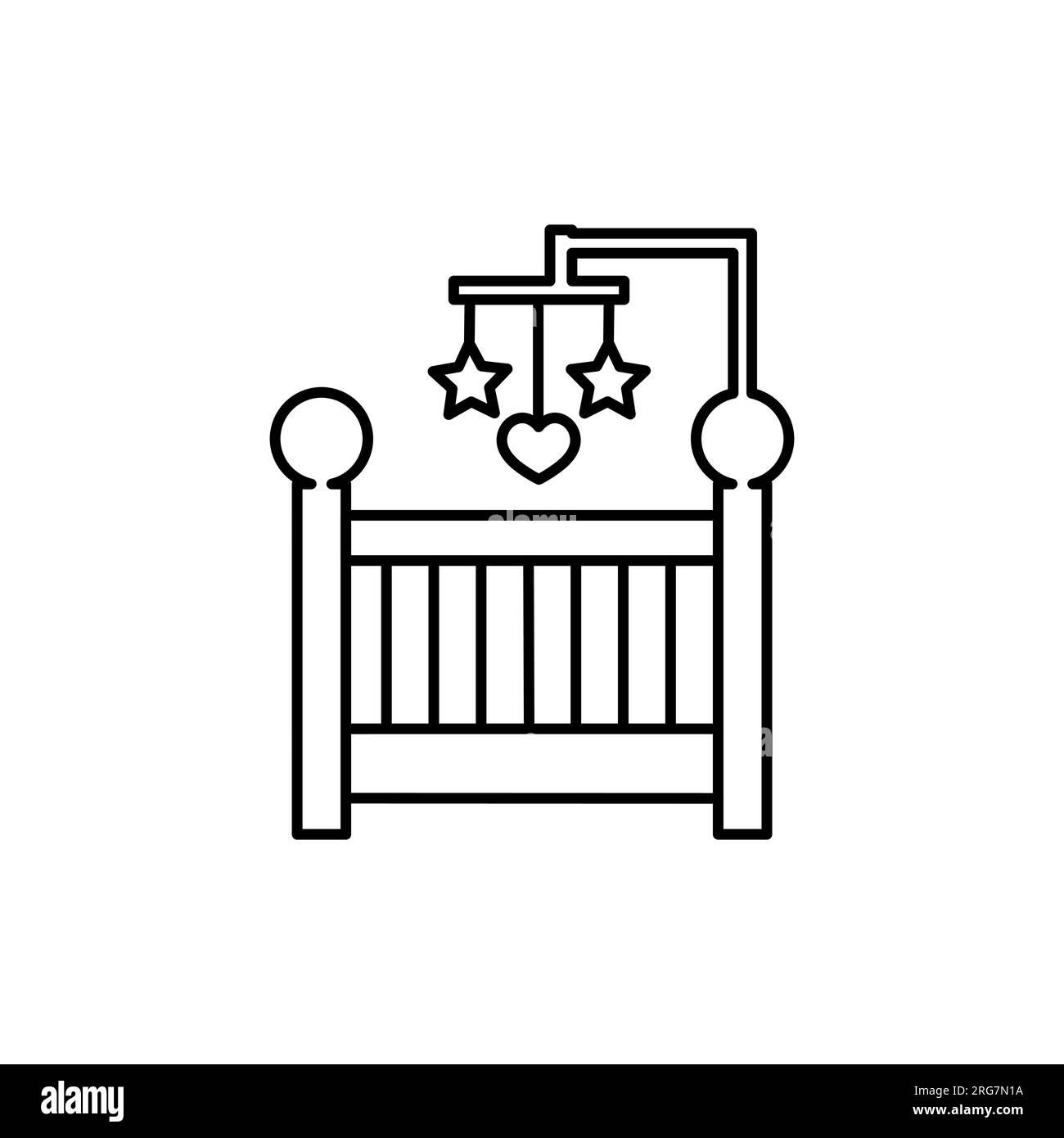 Baby crib or infant bed flat illustration on white background Stock
