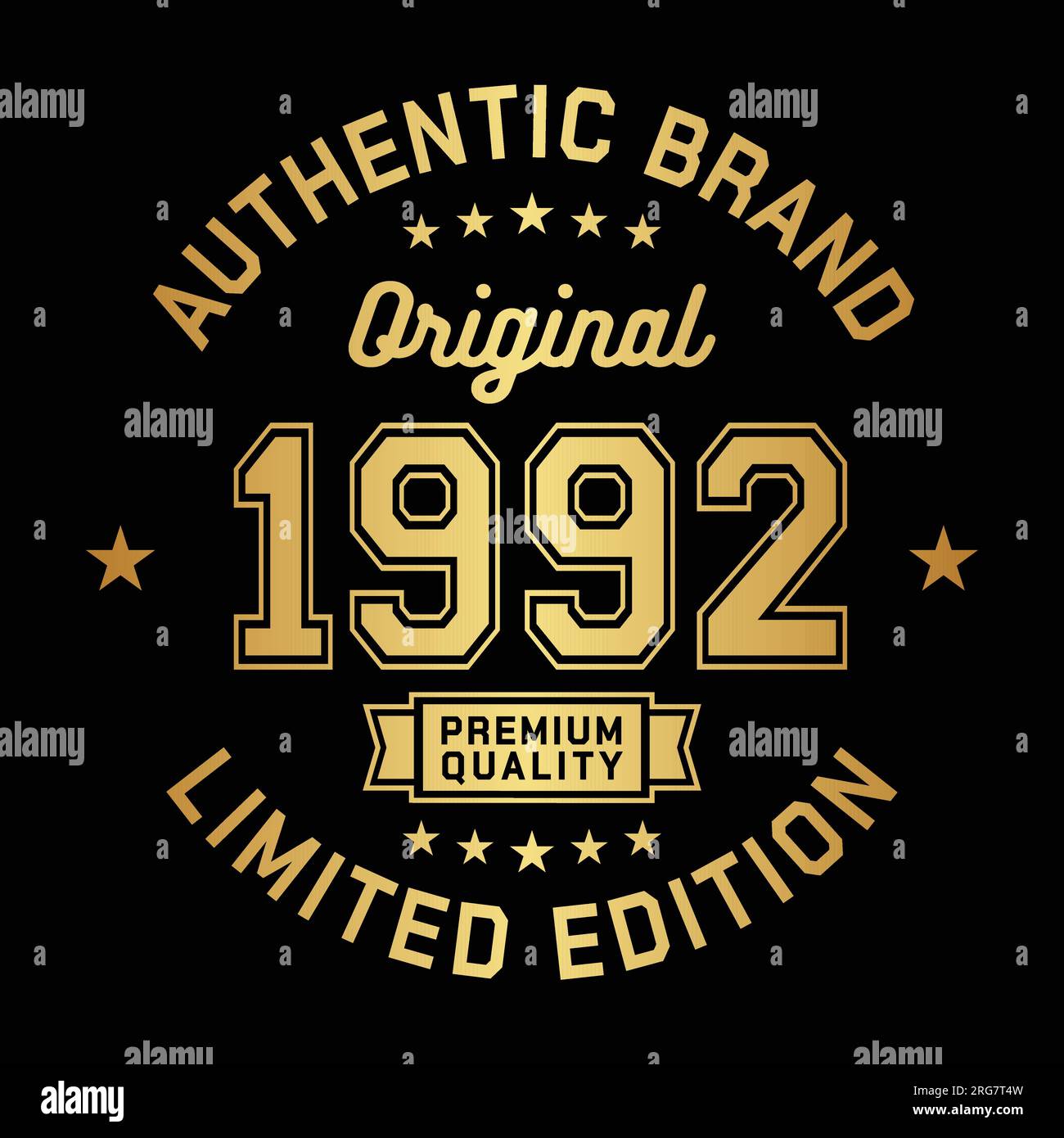 1992 Authentic brand. Apparel fashion design. Graphic design for t-shirt. Vector and illustration. Stock Vector