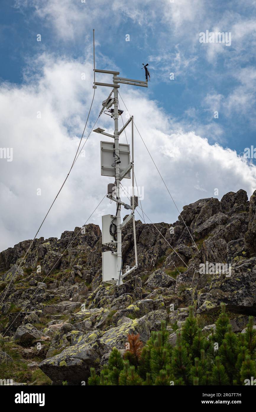 Weather station in the mountains Stock Photo