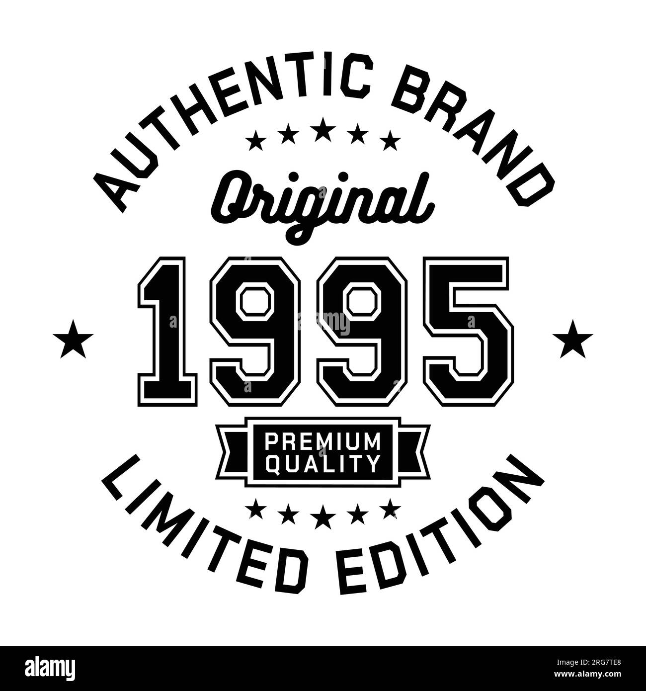 1995 Authentic brand. Apparel fashion design. Graphic design for t-shirt. Vector and illustration. Stock Vector