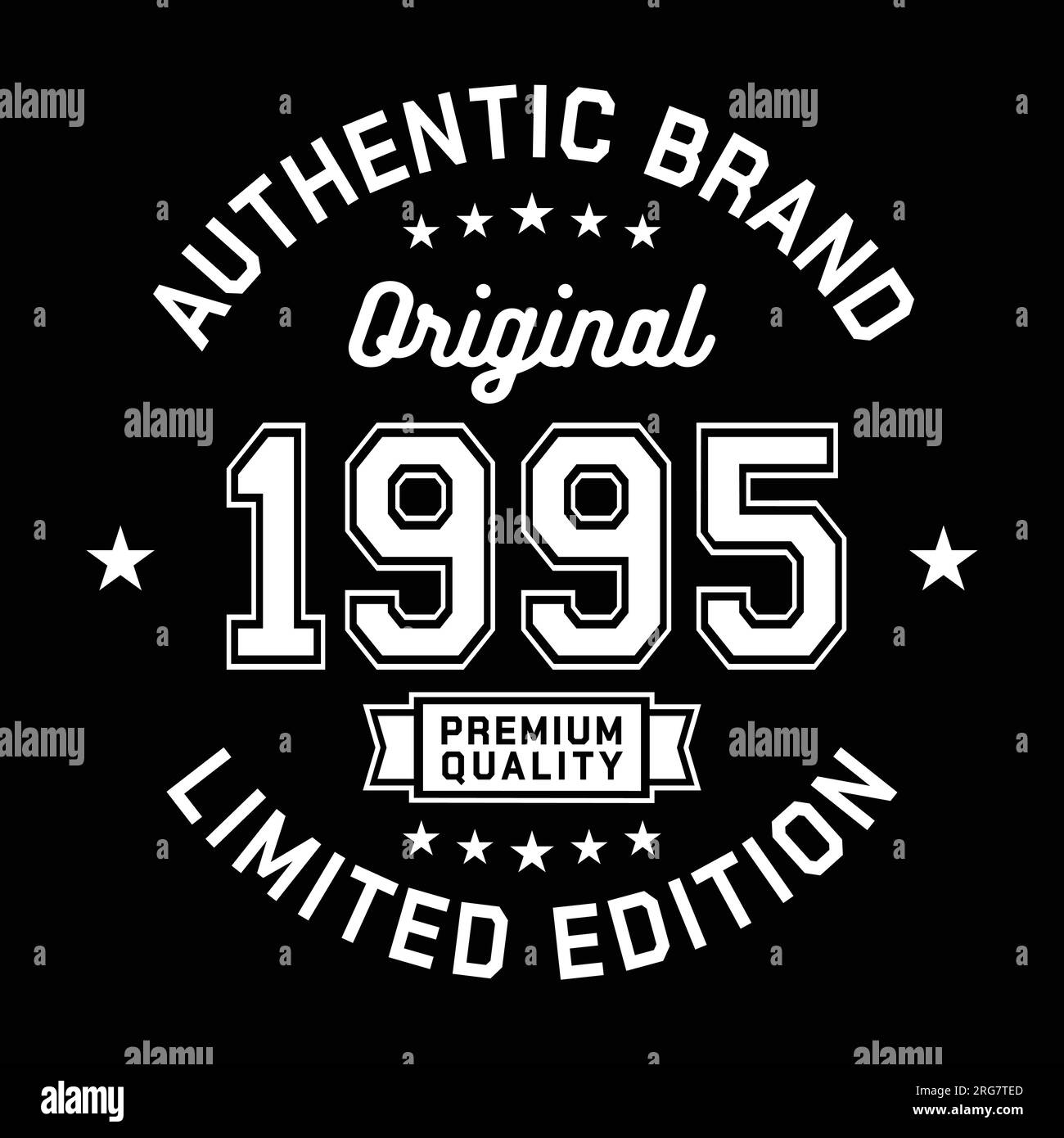 1995 Authentic brand. Apparel fashion design. Graphic design for t-shirt. Vector and illustration. Stock Vector
