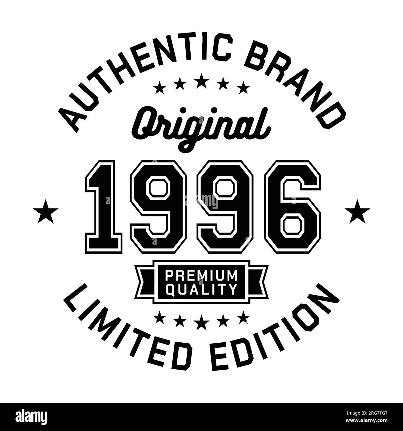 1996 Authentic brand. Apparel fashion design. Graphic design for t-shirt. Vector and illustration. Stock Vector
