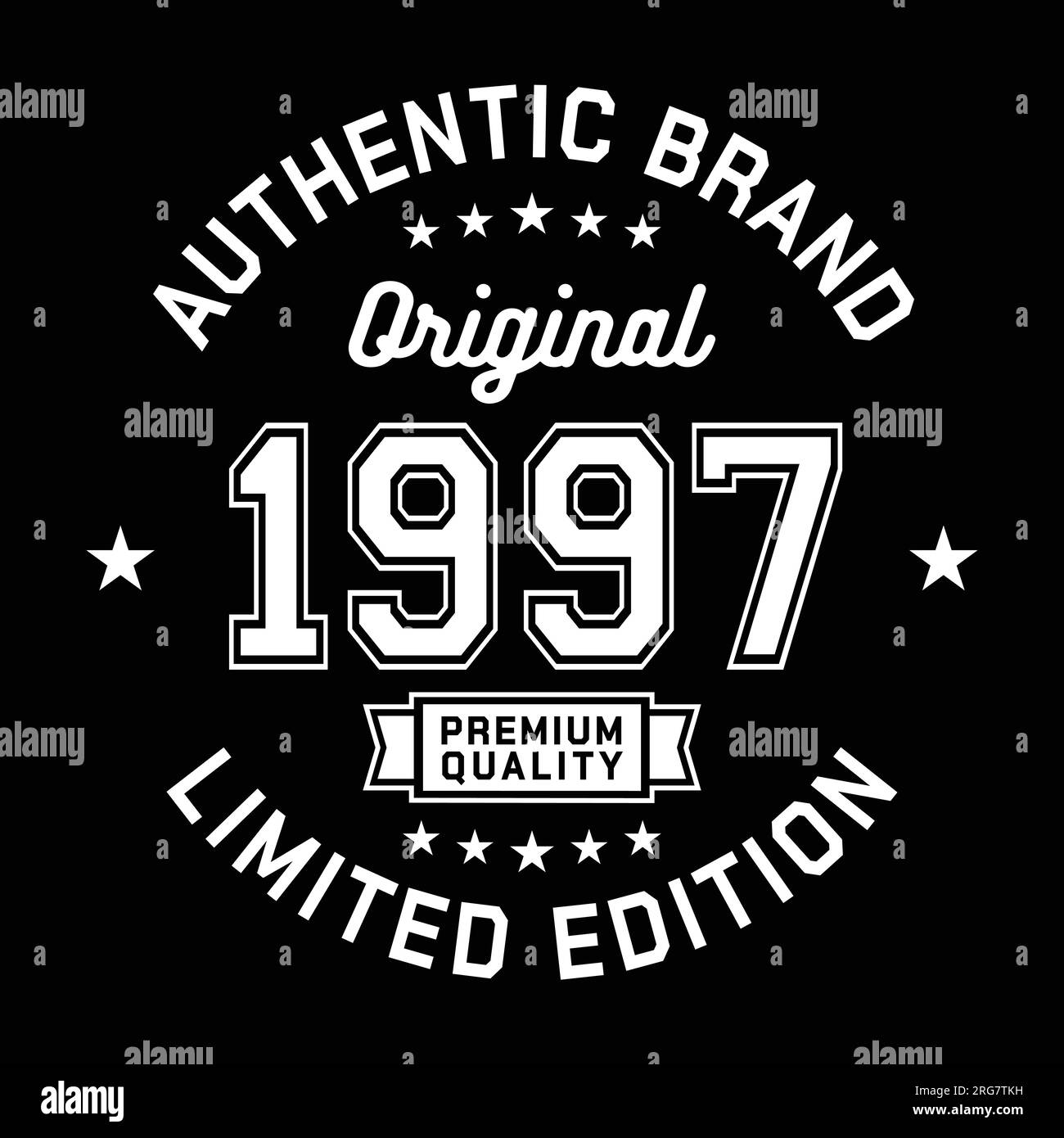 1997 Authentic brand. Apparel fashion design. Graphic design for t-shirt. Vector and illustration. Stock Vector