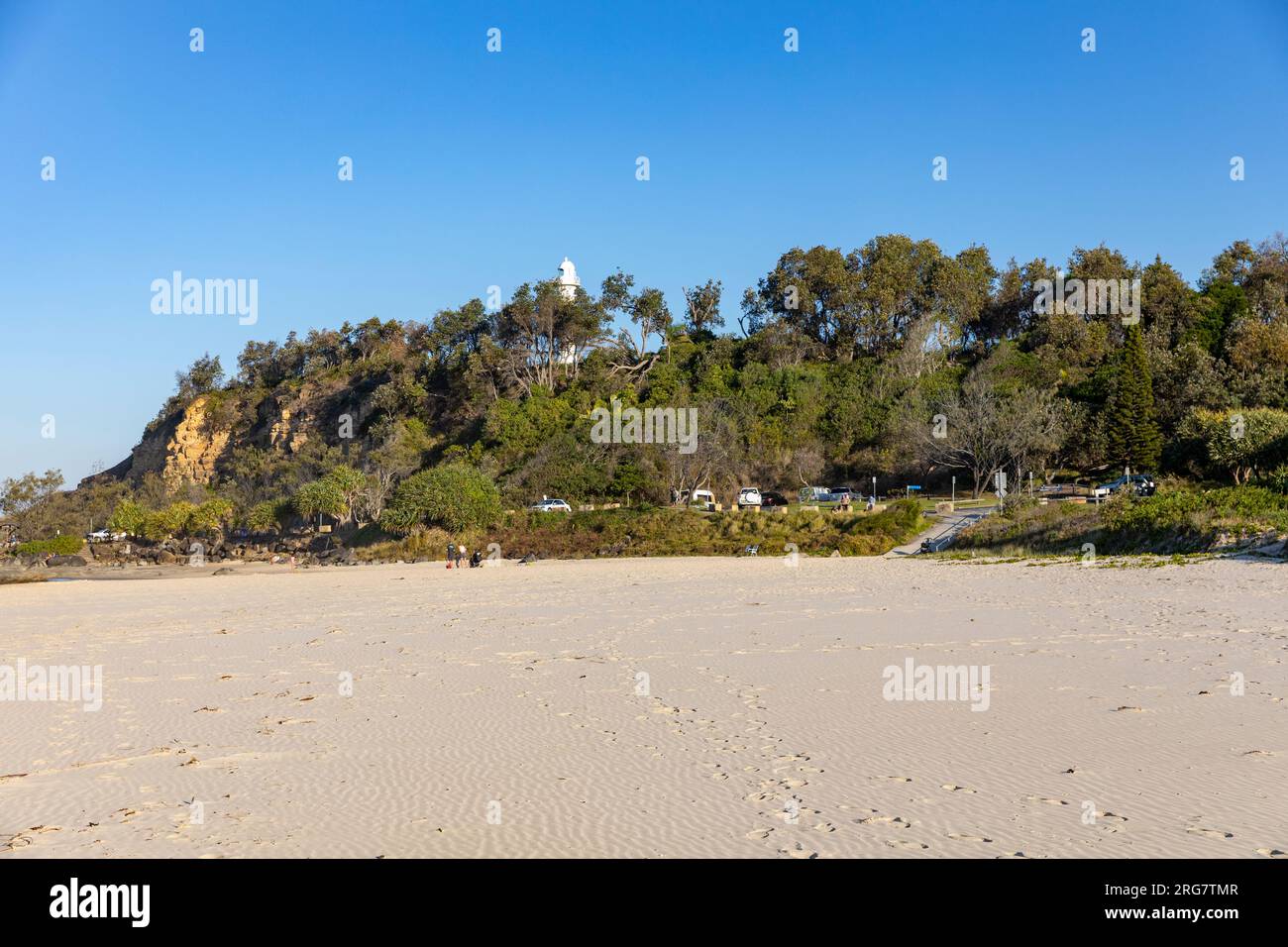 Yamba lighthouse and Turners beach in Yamba,regional New South Wales,Australia Stock Photo