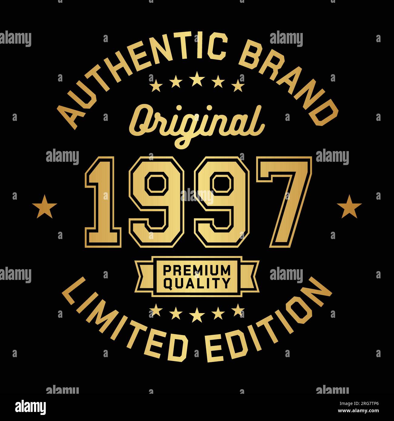 1997 Authentic brand. Apparel fashion design. Graphic design for t-shirt. Vector and illustration. Stock Vector