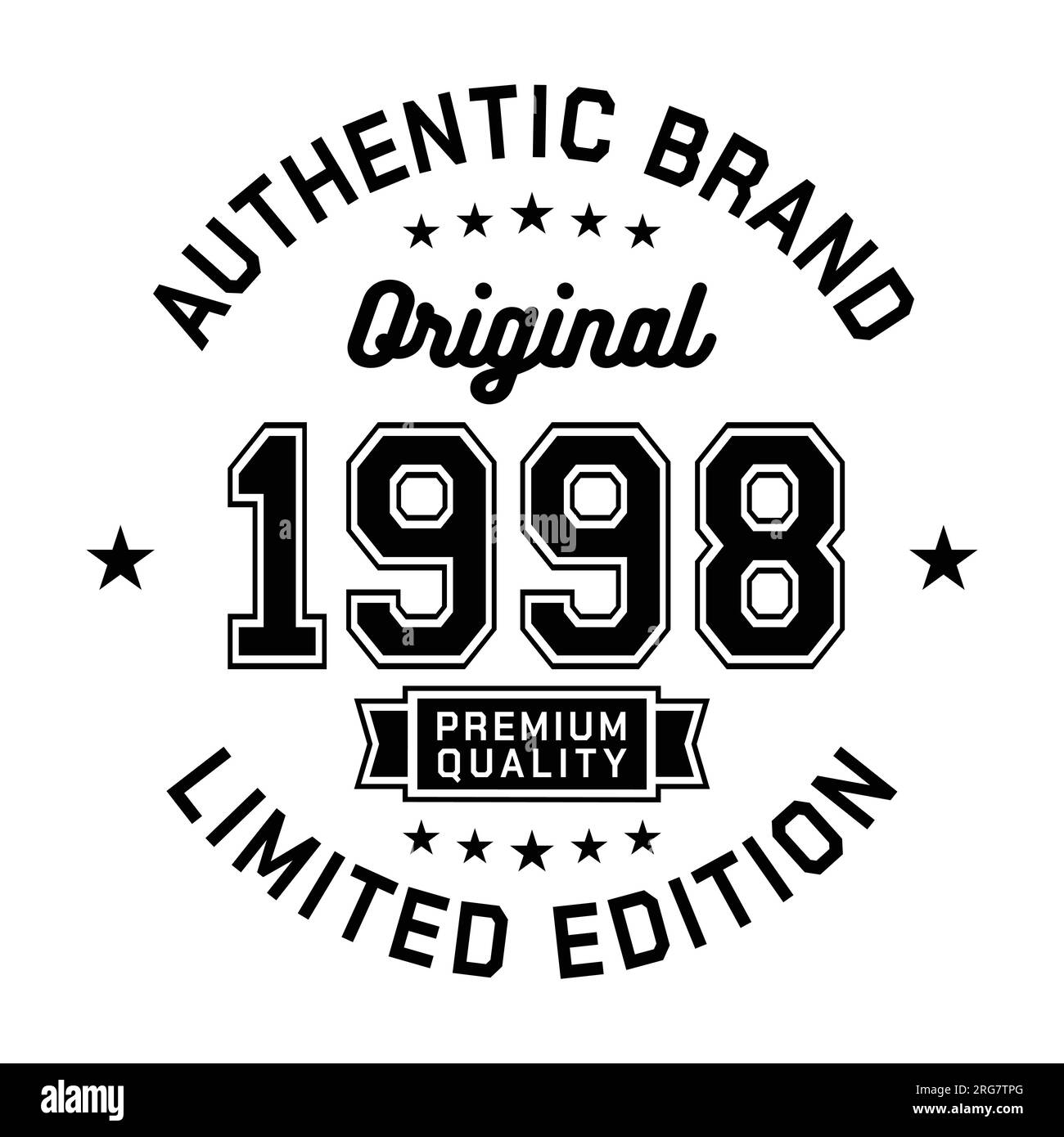 1998 Authentic brand. Apparel fashion design. Graphic design for tshirt. Vector and