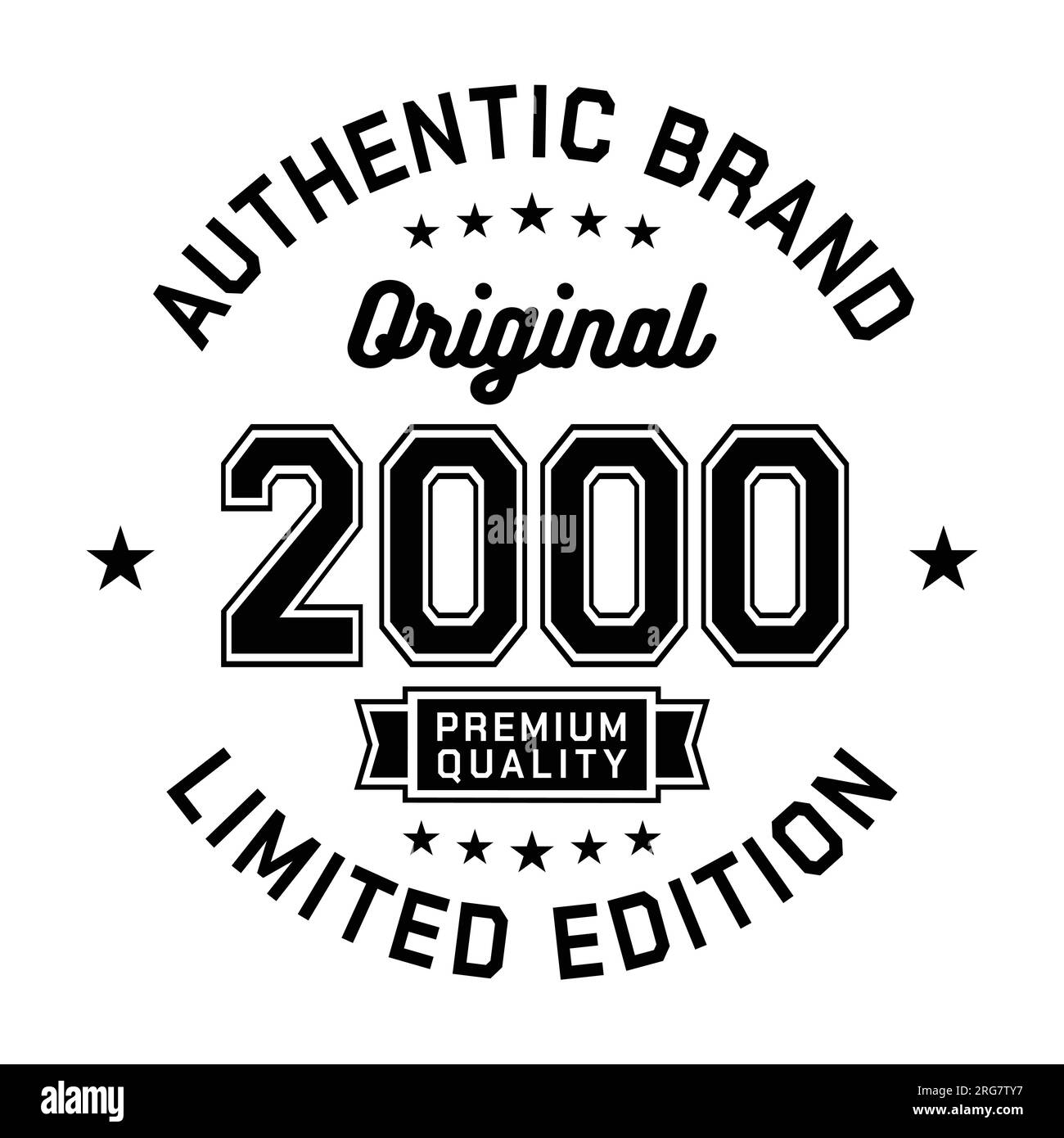2000 Authentic brand. Apparel fashion design. Graphic design for t-shirt. Vector and illustration. Stock Vector
