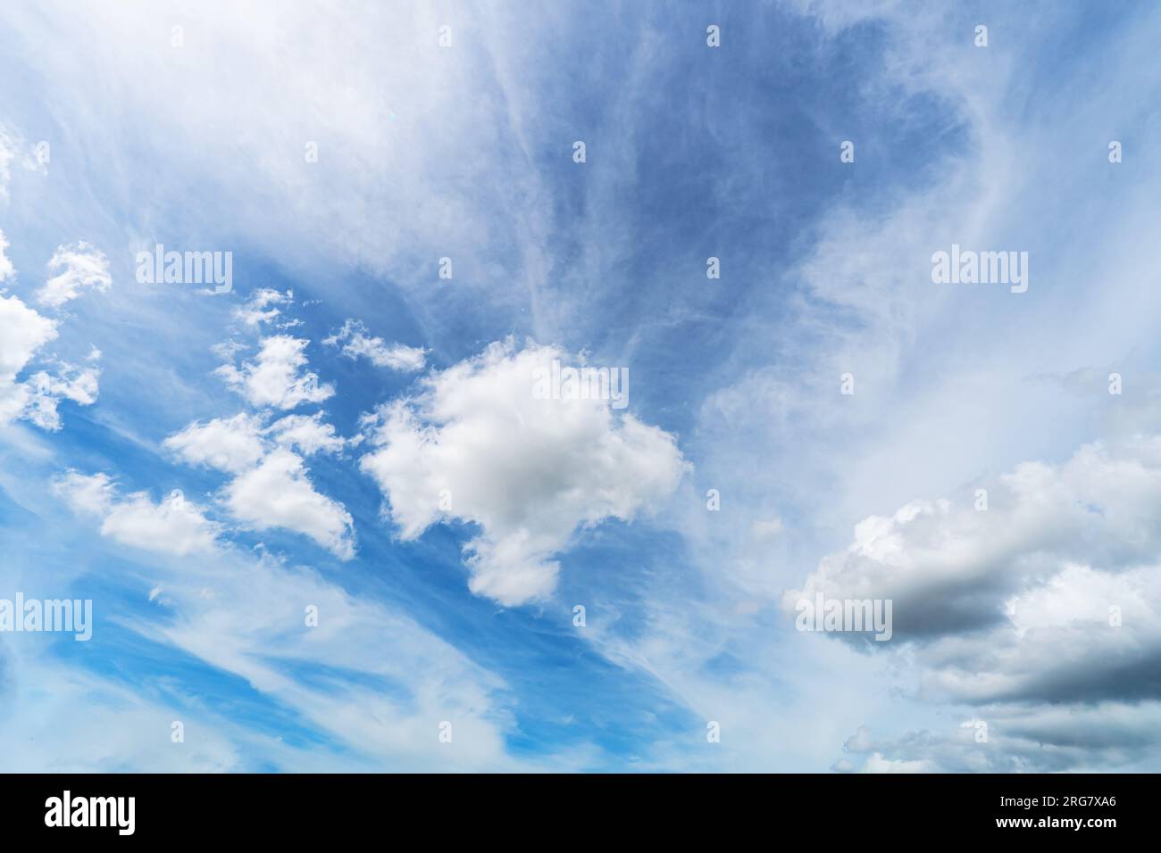 blue sky background with a tiny clouds Stock Photo