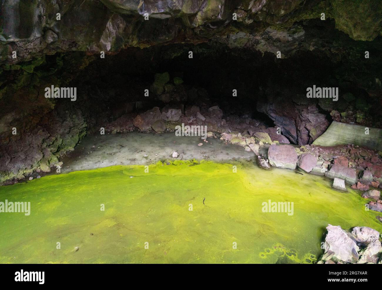 Ice Cave and Bandera Volcano in New Mexico Stock Photo