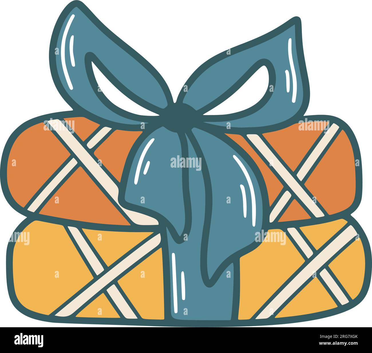 Folded plaid simple doodle illustration. Checkered blanket clip art