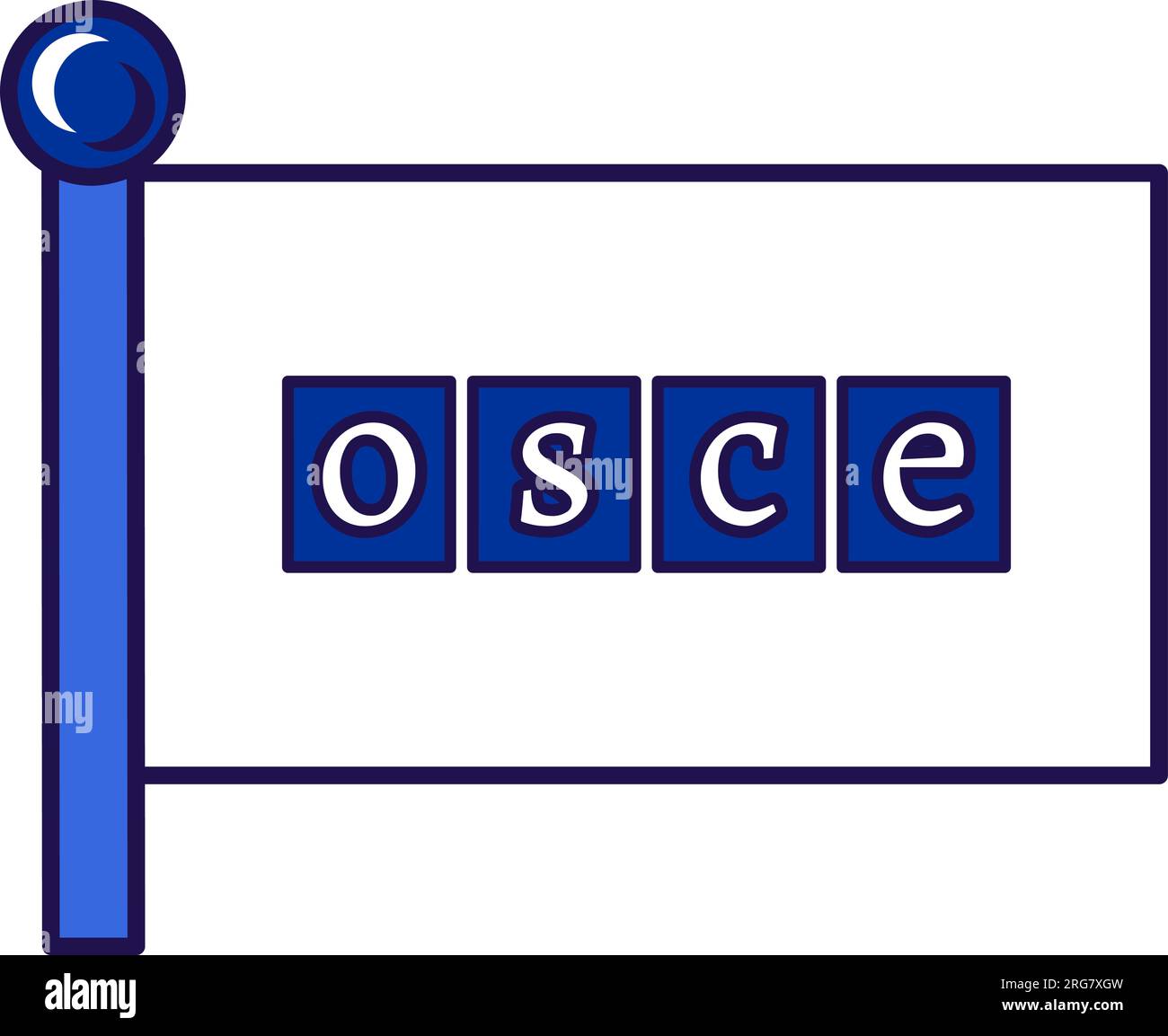 OSCE flag on flagpole for registration of solemn event, meeting foreign guests. Organization for Security and Cooperation in Europe union. Simple vect Stock Vector