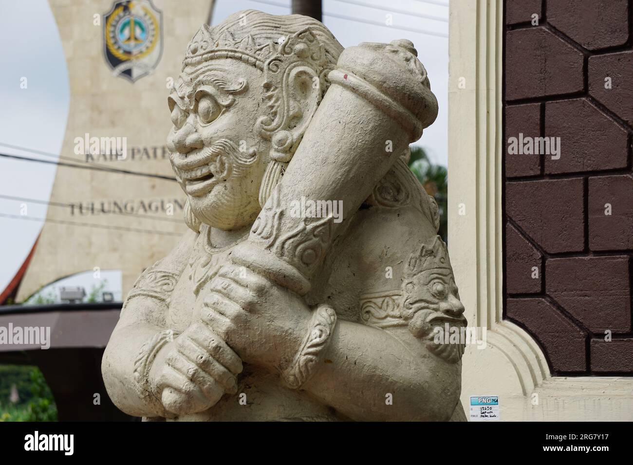 Retjo pentung statue. Reco pentung (Dwarapala) is a statue shaped like an astral creature Stock Photo