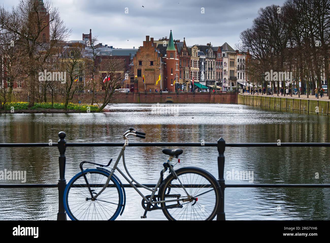 Lago Hofvijver na cidade de Den Haag - Holanda Stock Photo