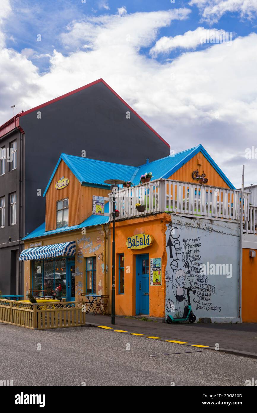 Cafe Babalu at Reykjavik, Iceland in July Stock Photo