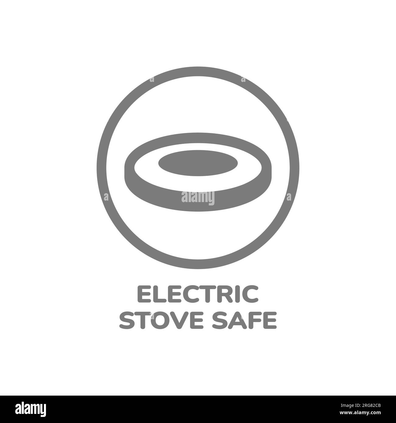 Electric stove safe circle vector label. Sticker for pots, pans and