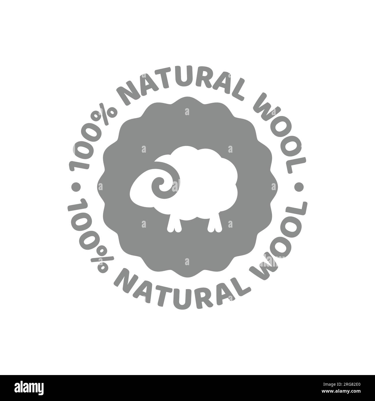 Natural organic wool vector label. Sheep wool material or fabric icon. Stock Vector