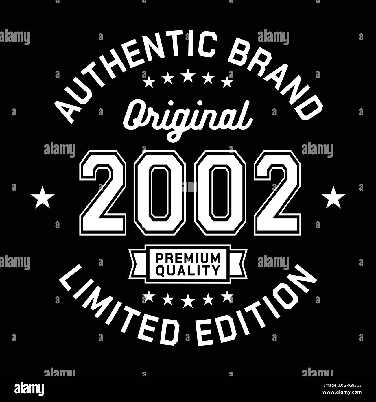 2002 Authentic brand. Apparel fashion design. Graphic design for t-shirt. Vector and illustration. Stock Vector