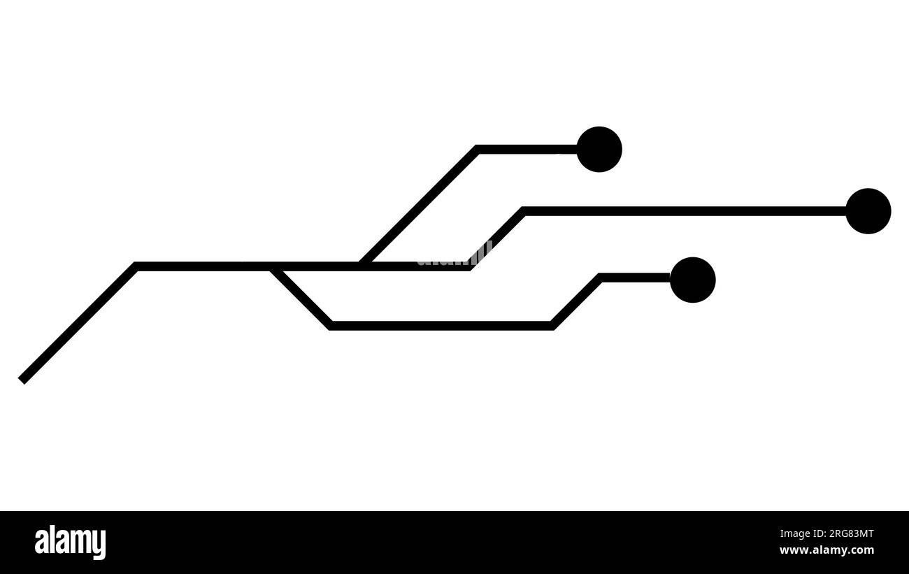 Printed circuit board PCB tracks isolated on white background