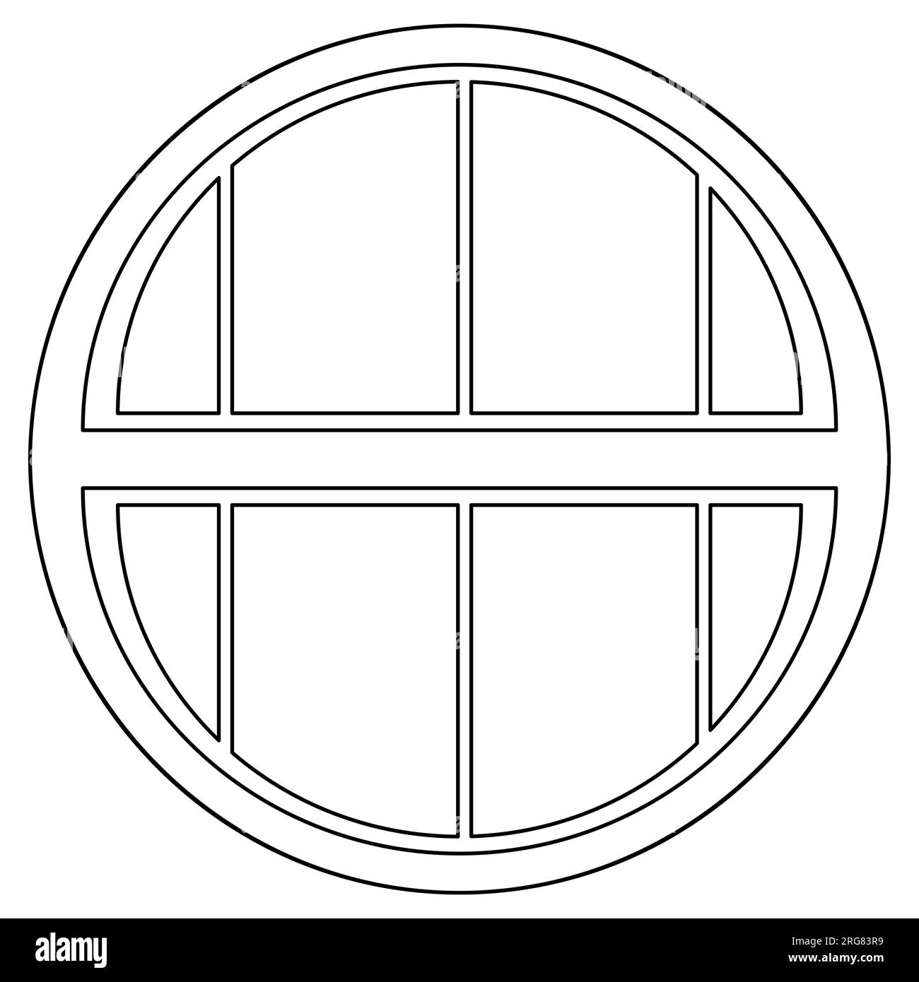 Round window outline for house isolated on white background. Vector