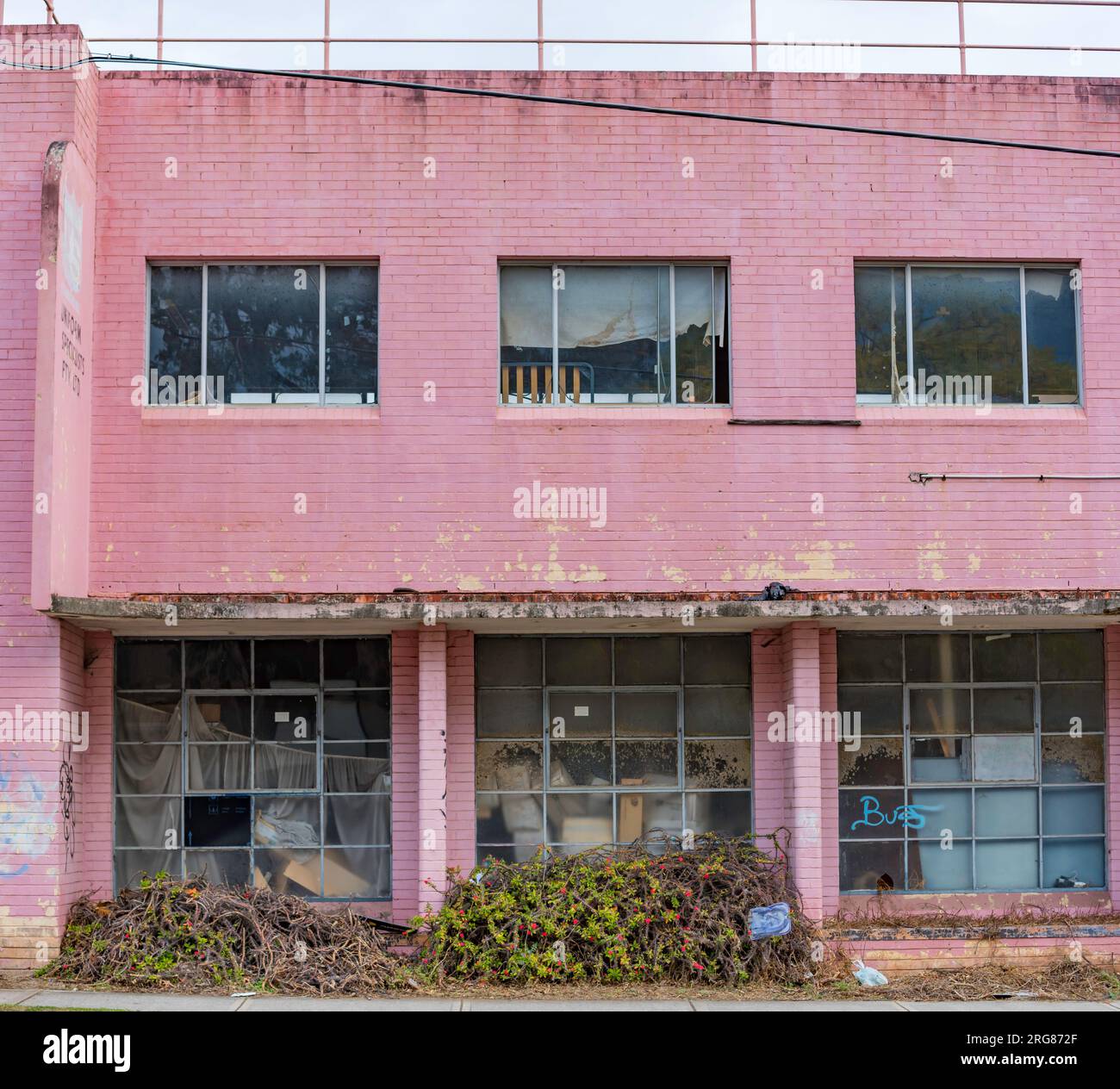 A vacant or abandoned warehouse in western Sydney, Australia Stock