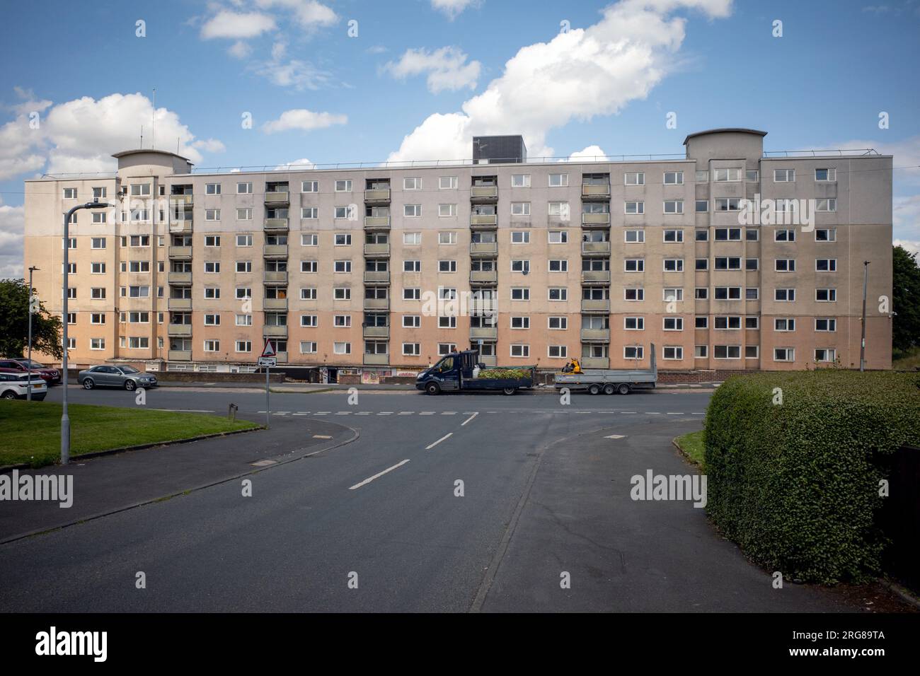 Large block of flats in Bradford. The notorious and run down 'York House' in Thorpe Edge. Earmarked for demolition or redevelopment. UK Social Housing Stock Photo