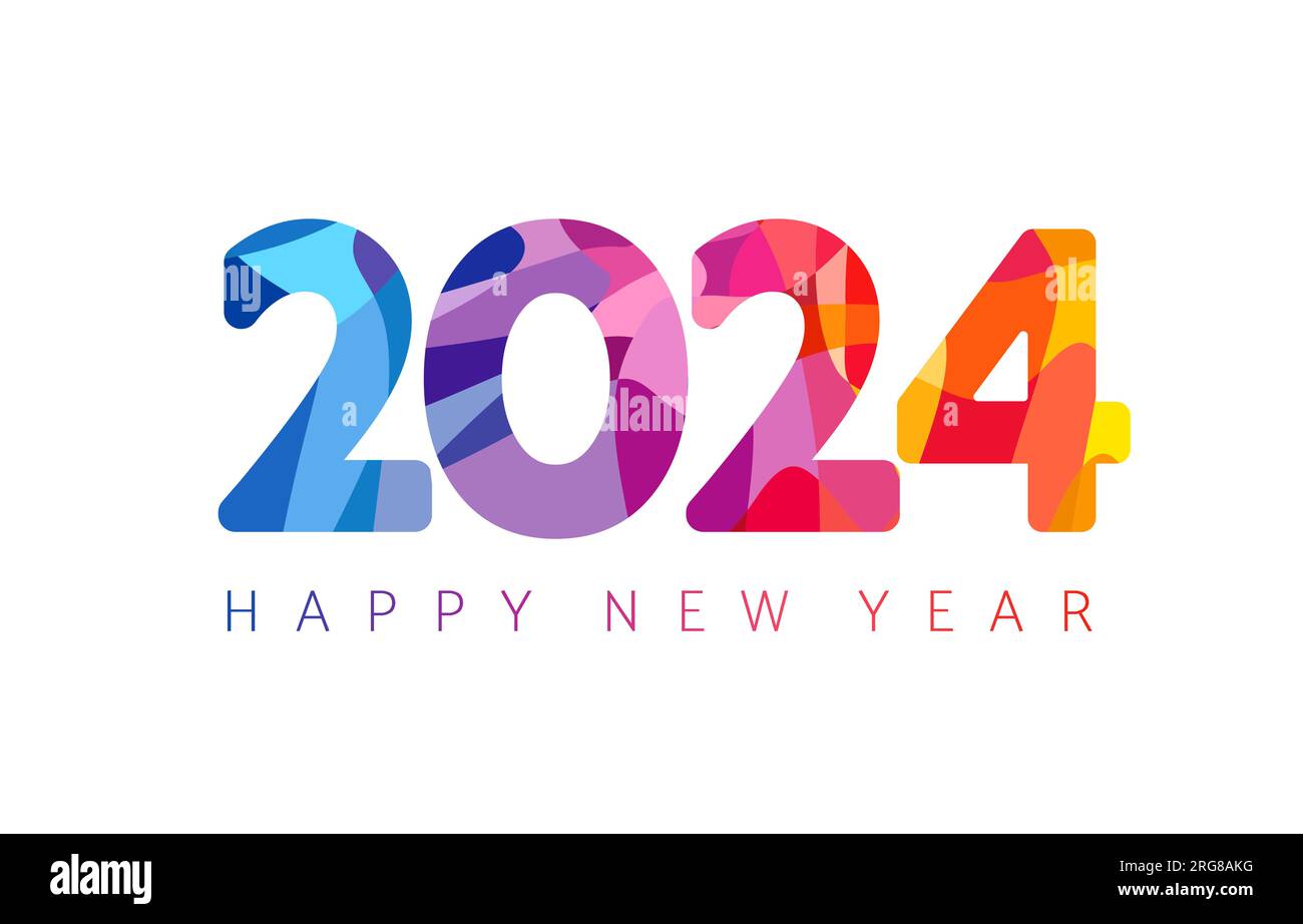 2024 colorful facet new year numbers. Christmas creative symbols Happy