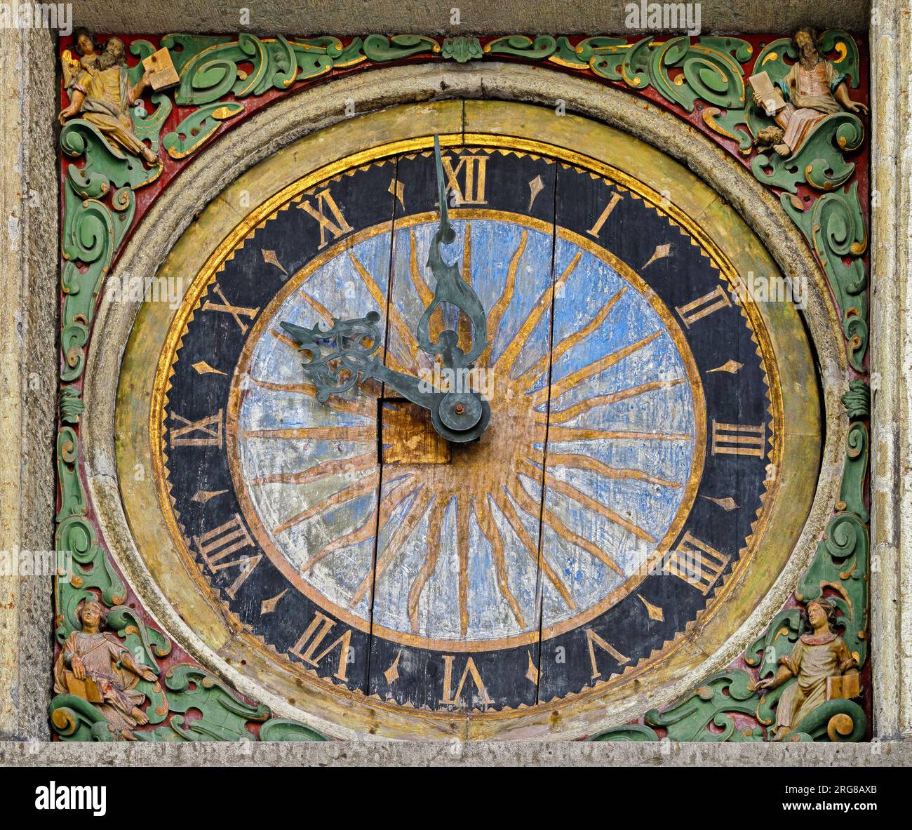 Famous old clock of the Church of the Holy Spirit, Tallinn, Estonia