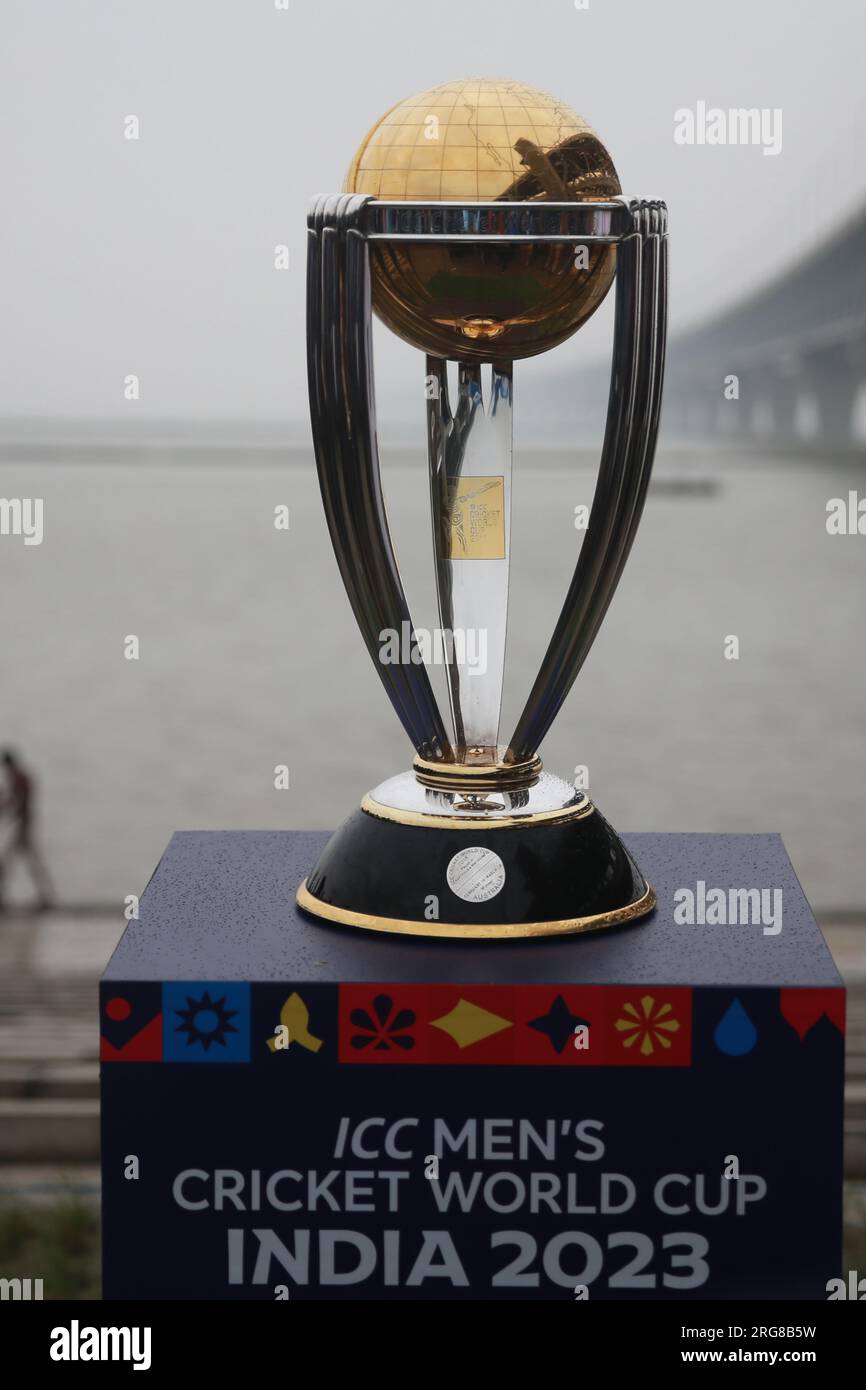 The ICC Cricket World Cup 2023 trophy on display at the Padma Bridge ...