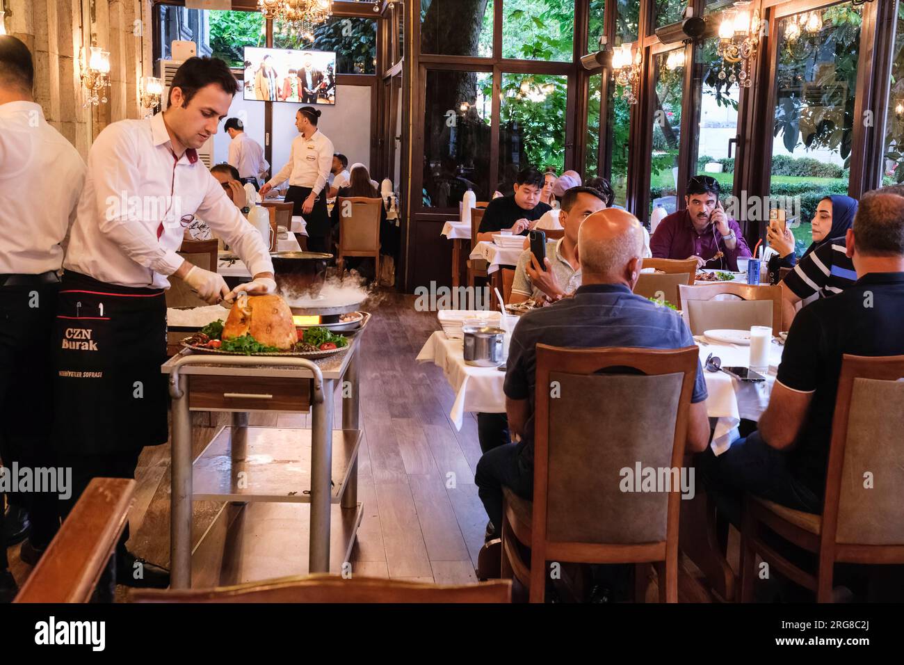 Istanbul, Turkey, Türkiye. Inside Al Madina Restaurant. Stock Photo