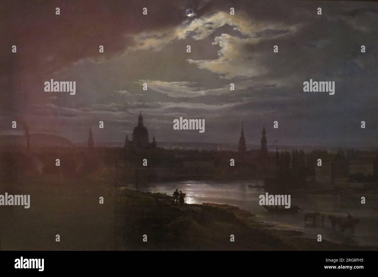 Dresden by Moonlight 1843 by Johan Christian Dahl Stock Photo Alamy