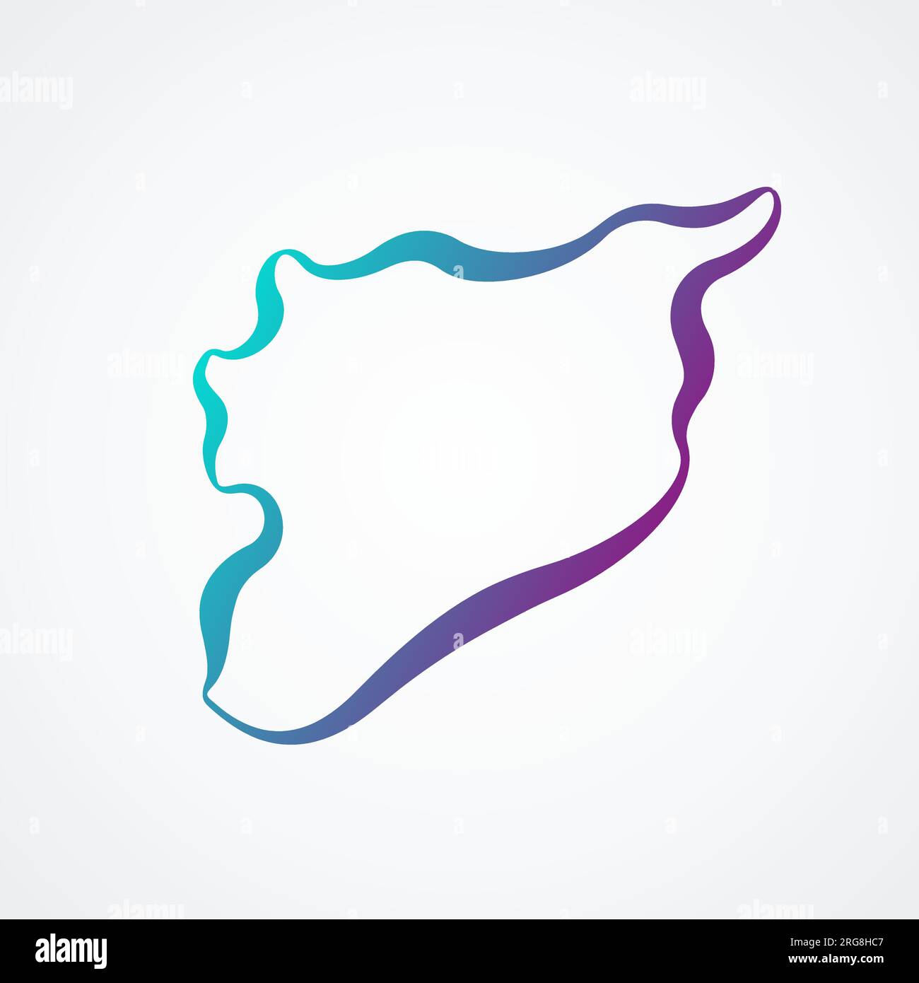 Outline map of Syria with blue-purple gradient. Stock Vector